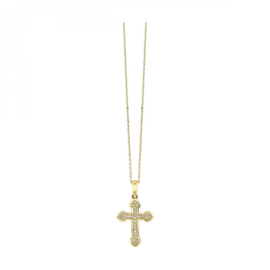 14K Yellow Gold Diamond Cross Pendant