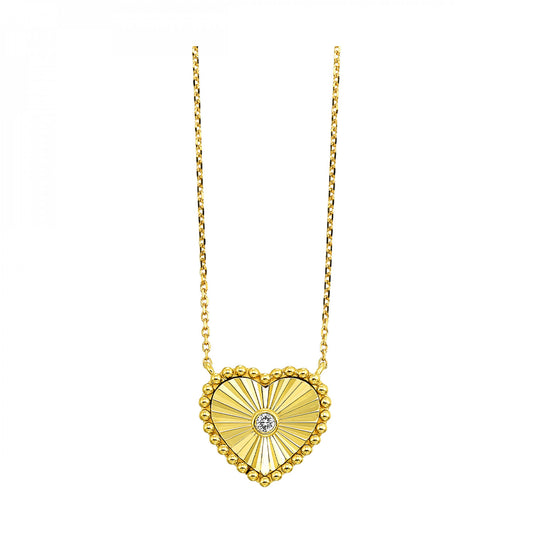 10K Yellow Gold Diamond Heart Pendant