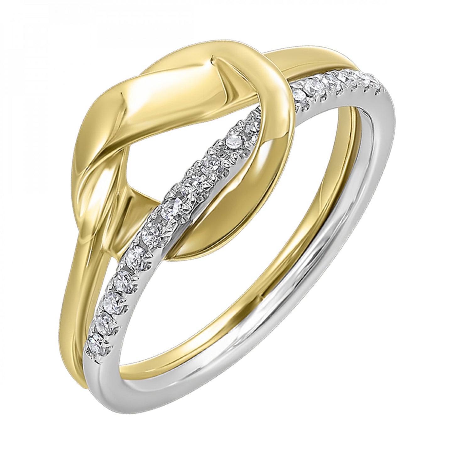 14K Gold Diamond Knot Ring