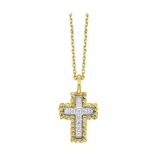 14K Yellow Gold Diamond Cross Pendant