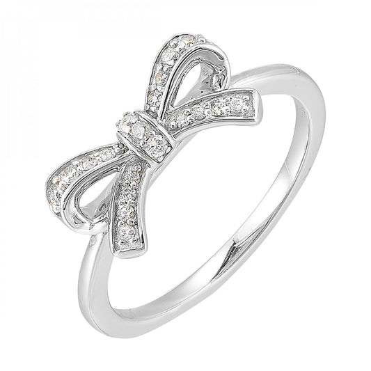 10K White Gold Diamond Bow Ring