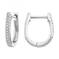 14K White Diamond Huggie Hoop Earrings