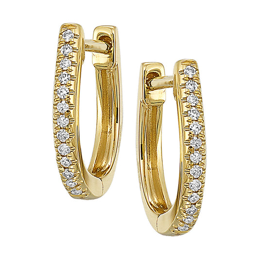 14K Yellow Diamond Huggie Hoop Earrings