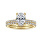 14K Yellow Gold Hidden Halo Oval Diamond Engagement Ring (Does Not Include Center Stone)