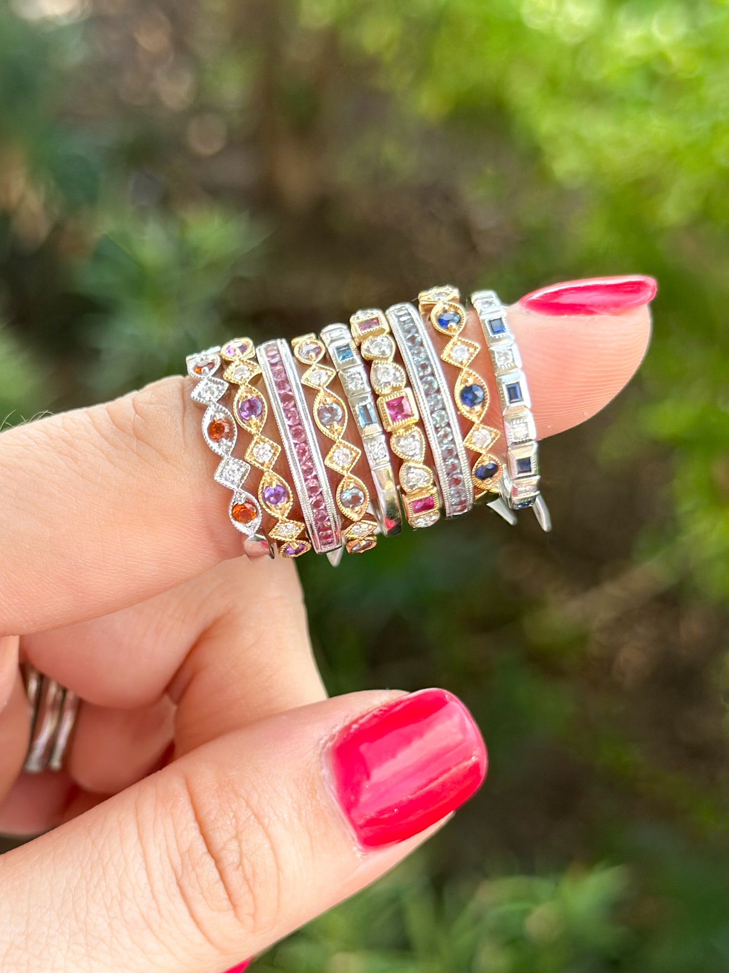 Diamond & Ruby Stackable Band
