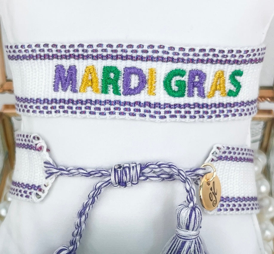 Mardi Gras Embroidered Bracelet