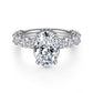 18K White Gold Oval Hidden Halo Diamond Engagement Ring (Does Not Include Center Stone)