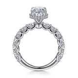 18K White Gold Oval Hidden Halo Diamond Engagement Ring (Does Not Include Center Stone)