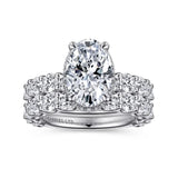 18K White Gold Oval Hidden Halo Diamond Engagement Ring (Does Not Include Center Stone)