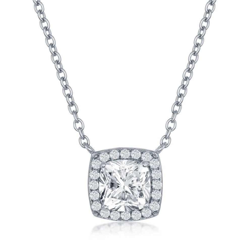 Sterling Silver Cushion-Cut Necklace