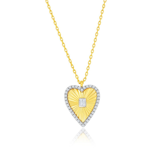 Yellow Gold Fluted Heart Pendant