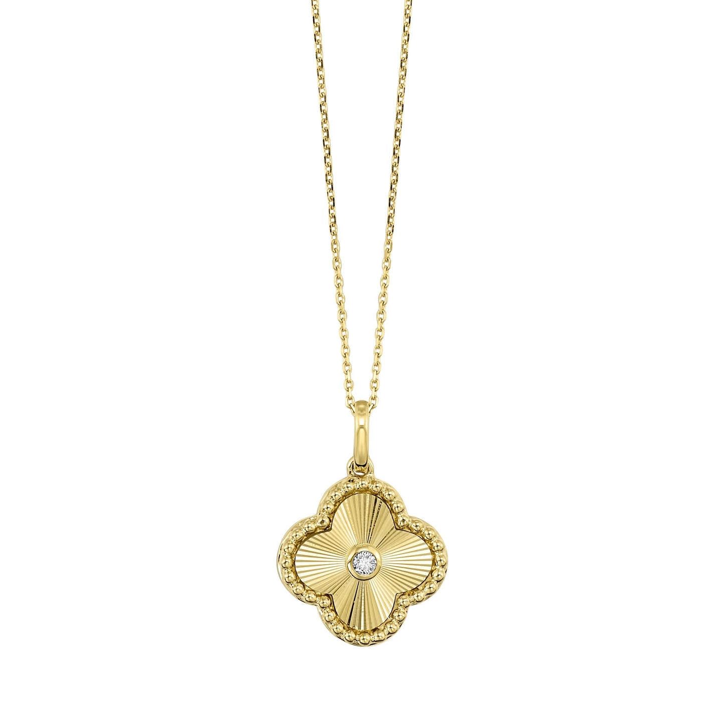 10K Yellow Gold Diamond Clover Pendant