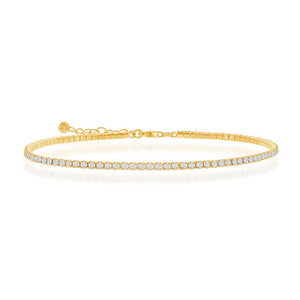 Gold Plated 2mm CZ Tennis Anklet