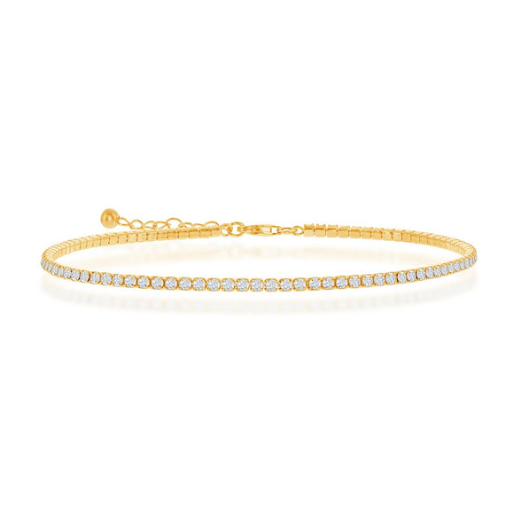 Gold Plated 2mm CZ Tennis Anklet