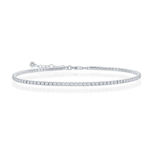 Sterling Silver 2mm CZ Tennis Anklet