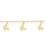 Gold Plated Butterfly Charms Paperclip Anklet