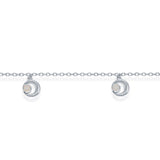 Sterling Silver Crescent Moon Anklet with White Opal