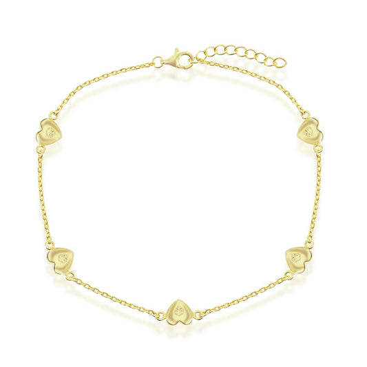 Gold Plated Station Hearts Anklet