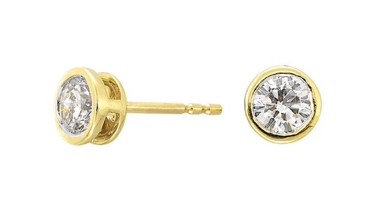14K Yellow Gold Lab Diamond Bezel Set Stud Earrings