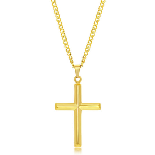 Gold-Plated Stainless Steel Cross Pendant