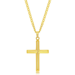 Gold-Plated Stainless Steel Cross Pendant