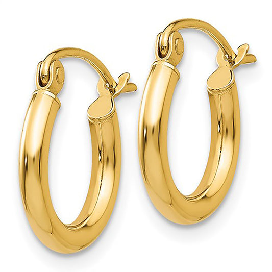 14K Yellow Gold Tube Hoop Earrings