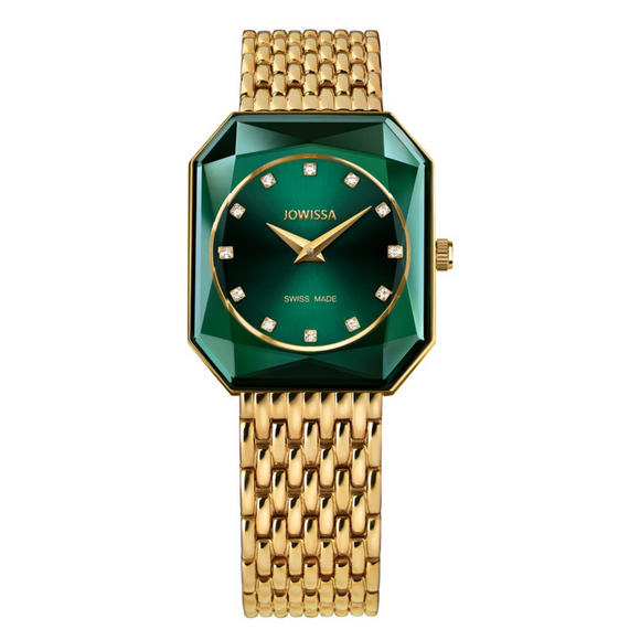 Jowissa Radiant Facet Green Gold-Tone Watch