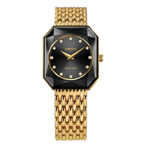 Jowissa Radiant Facet Black Gold-Tone Watch