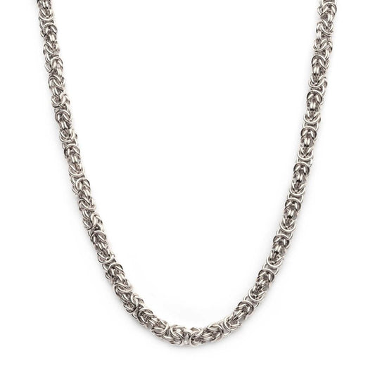 6mm Steel King Byzantine Chain Necklace 24"