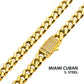 Gold-Plated Steel Miami Cuban Chain Necklace with CZ Clasp 24"