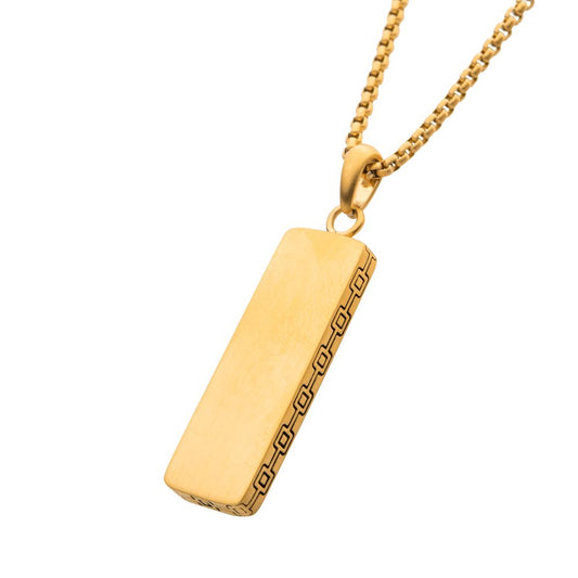 Yellow Gold Plated Steel Engravable Drop Pendant