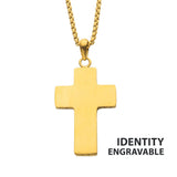 Gold Plated Steel Engravable Cross Pendant