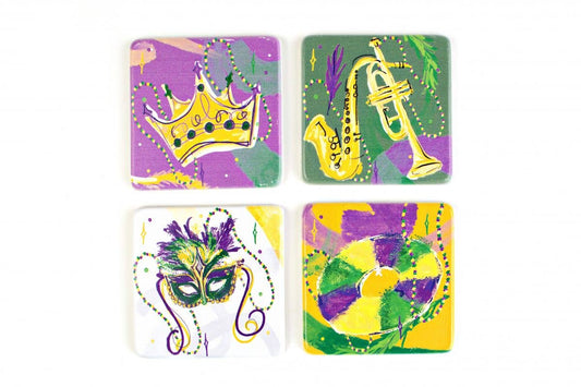 Coaster Set – Mardi Gras Mask