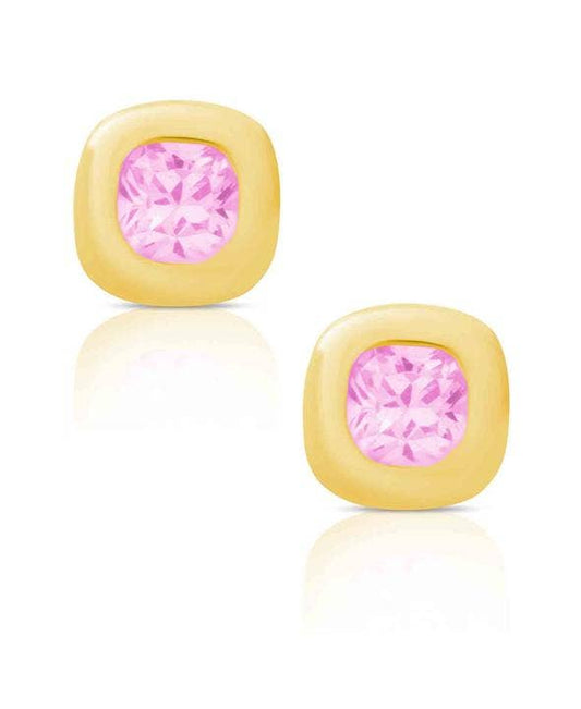 Cushion CZ Stud Earrings In 18K Gold Over Sterling Silver