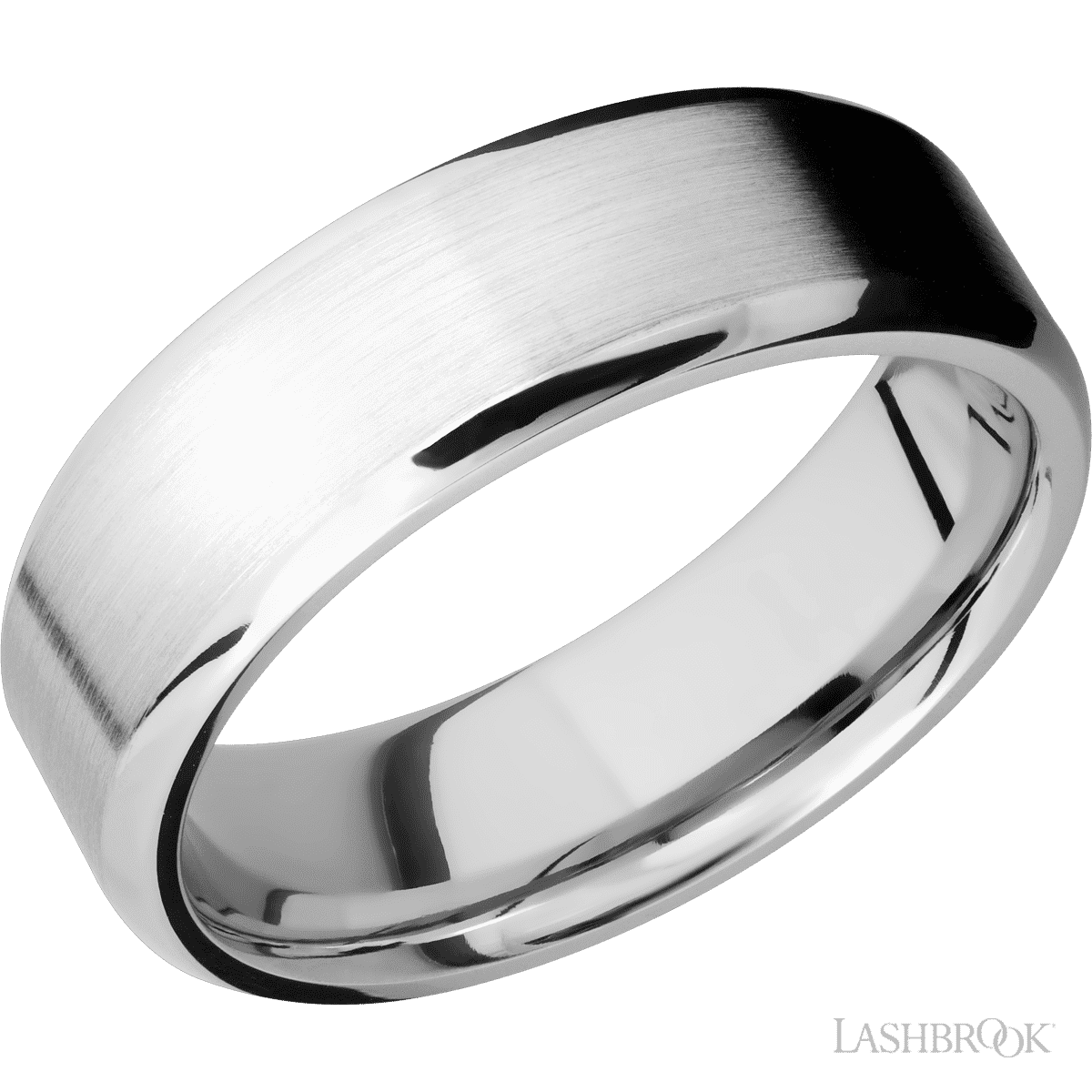 14K White Gold 7mm Beveled Wedding Band