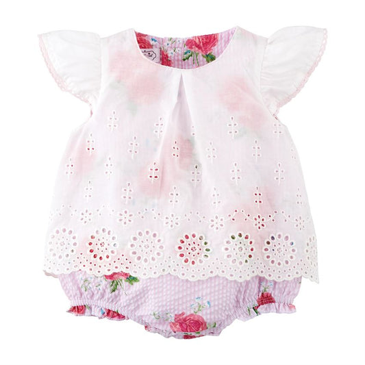 Mud Pie Rose Eyelet Overlay Crawler