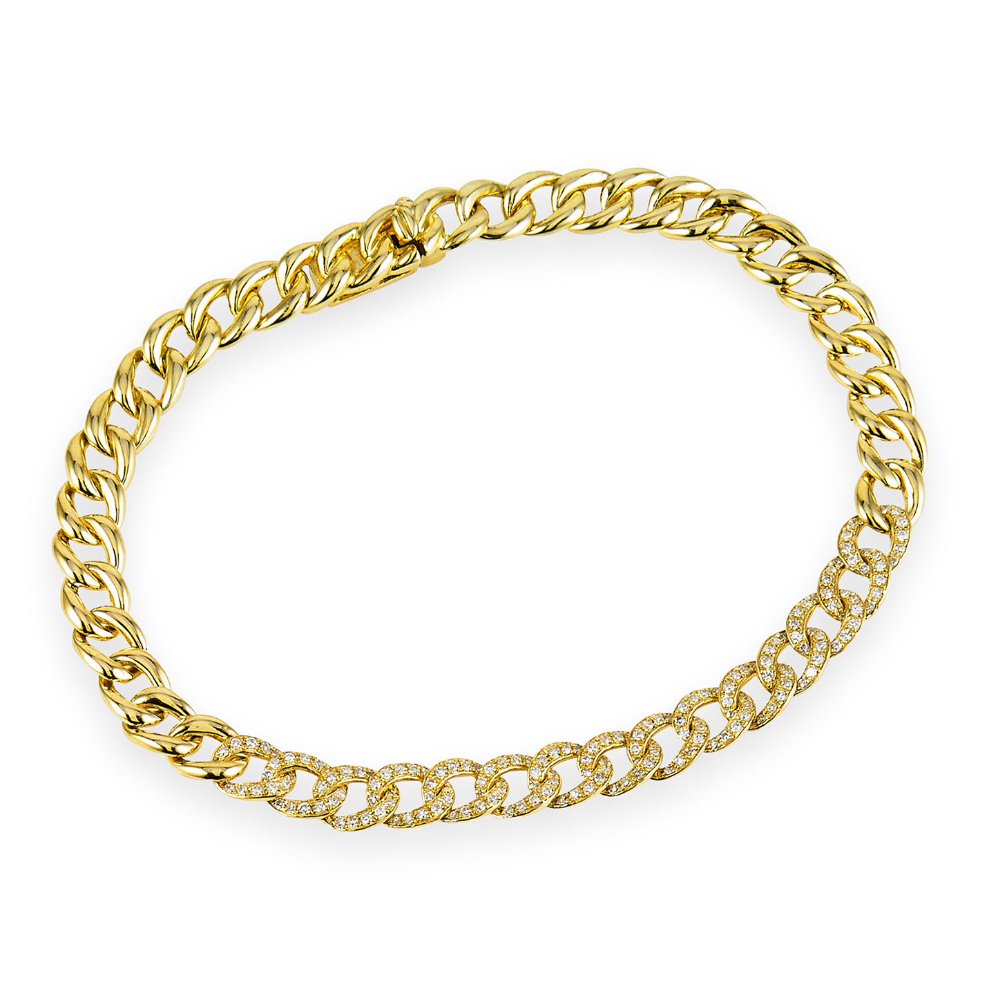 14K Yellow Gold Diamond Cuban Link Bracelet