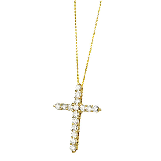 14K Yellow Gold Diamond Cross Pendant