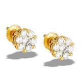 10K Yellow Gold Diamond Cluster Stud Earrings