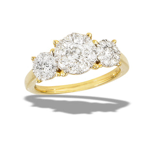 14K Yellow Gold .75CTTW Diamond Cluster Engagement Ring
