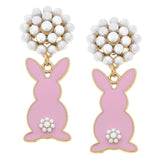 Easter Bunny Pearl Cluster Earrings