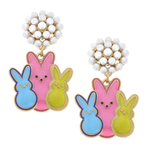 Candy Bunnies Pearl Cluster Earrings