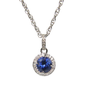 Sterling Silver Sapphire & Diamond Pendant