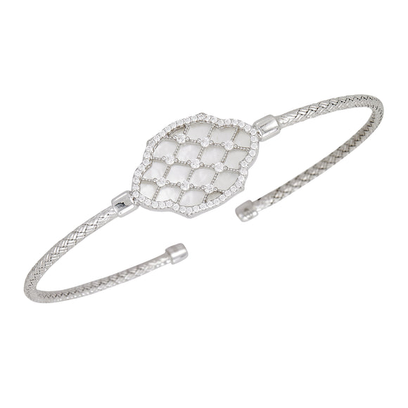 Sterling Silver with Mother of Pearl Bangle Bracelet