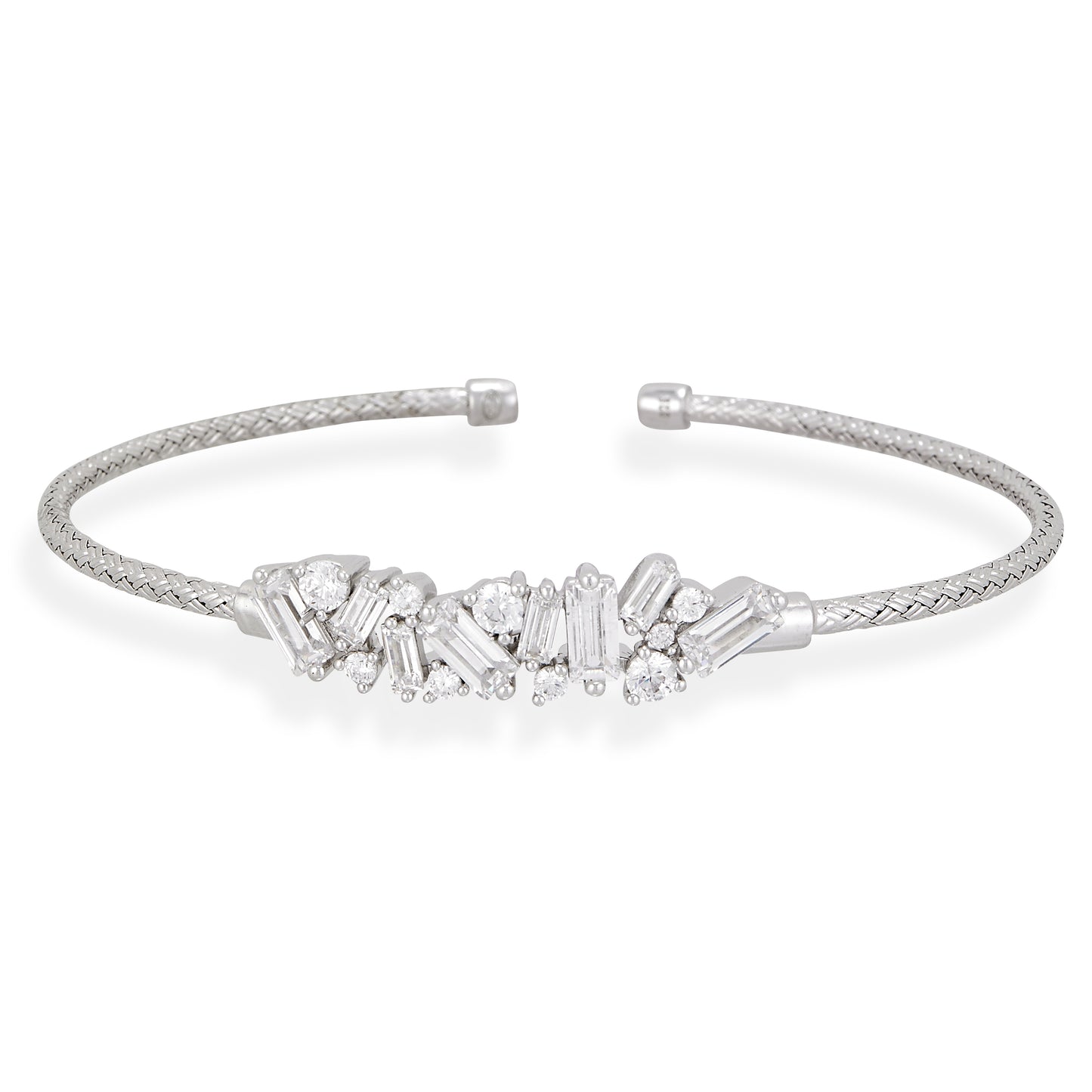 Sterling Silver Baguette Bar Bangle Bracelet