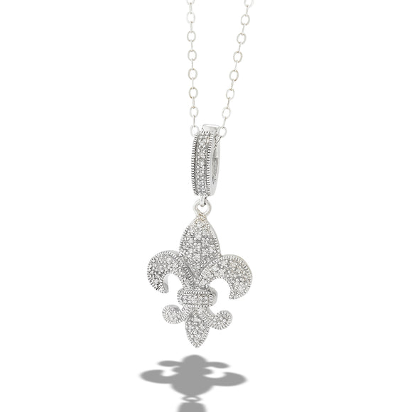 Sterling Silver Diamond Fleur de Lis Pendant