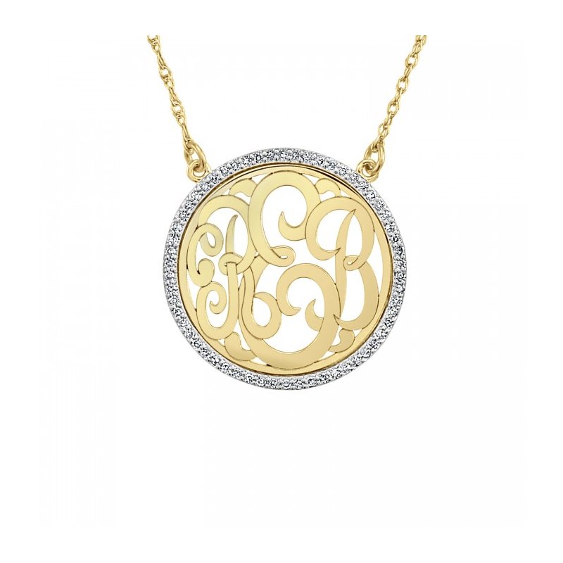 Diamond Halo Monogram Necklace