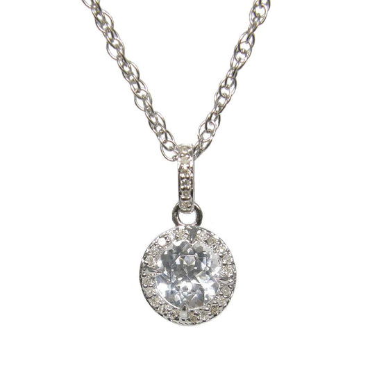 Sterling Silver White Topaz & Diamond Pendant