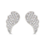 Angel Wings CZ Stud Earrings In Sterling Silver