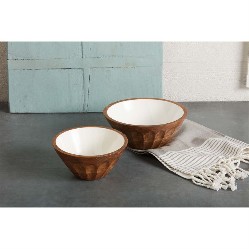 White Enamel Carved Bowl Set